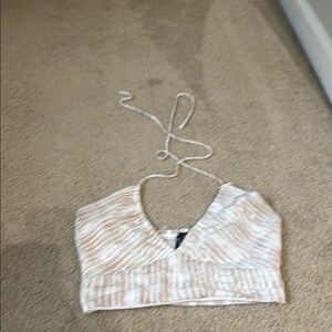 Windsor Cream Ribbed Tie Front Tank Top